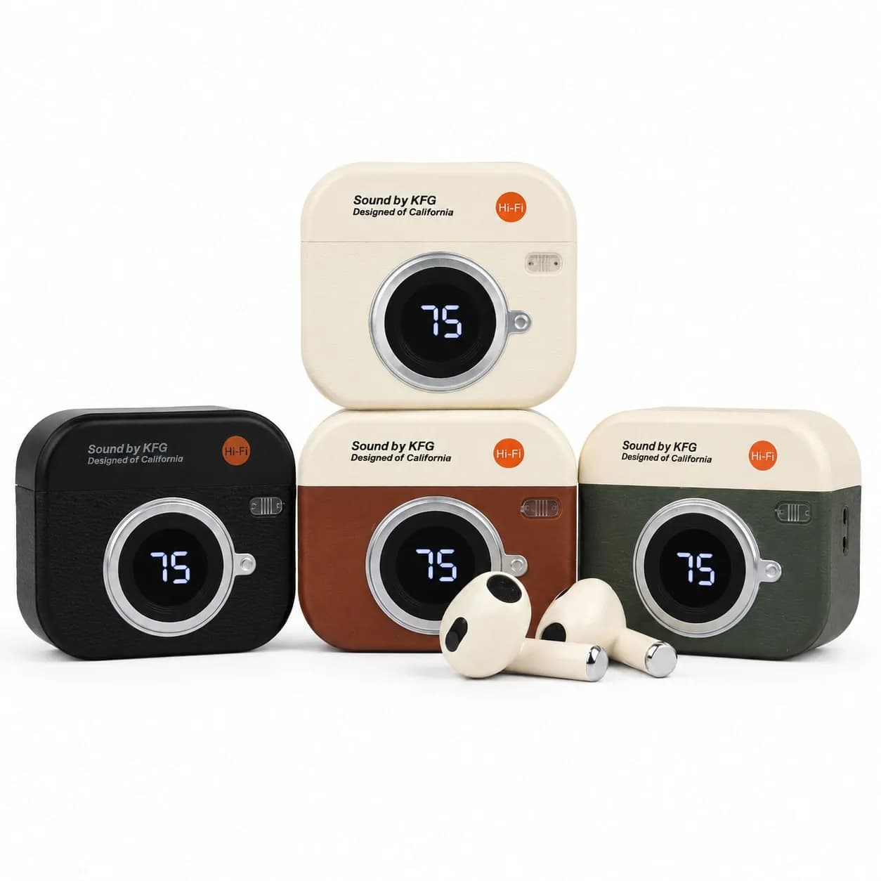 Q86 Retro Camera Design TWS Earbuds | Premium Vintage Look Bluetooth Earphone with Digital Display