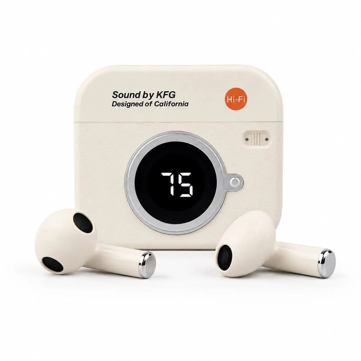 Q86 Retro Camera Design TWS Earbuds | Premium Vintage Look Bluetooth Earphone with Digital Display