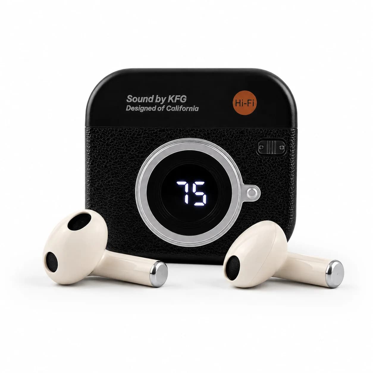 Q86 Retro Camera Design TWS Earbuds | Premium Vintage Look Bluetooth Earphone with Digital Display