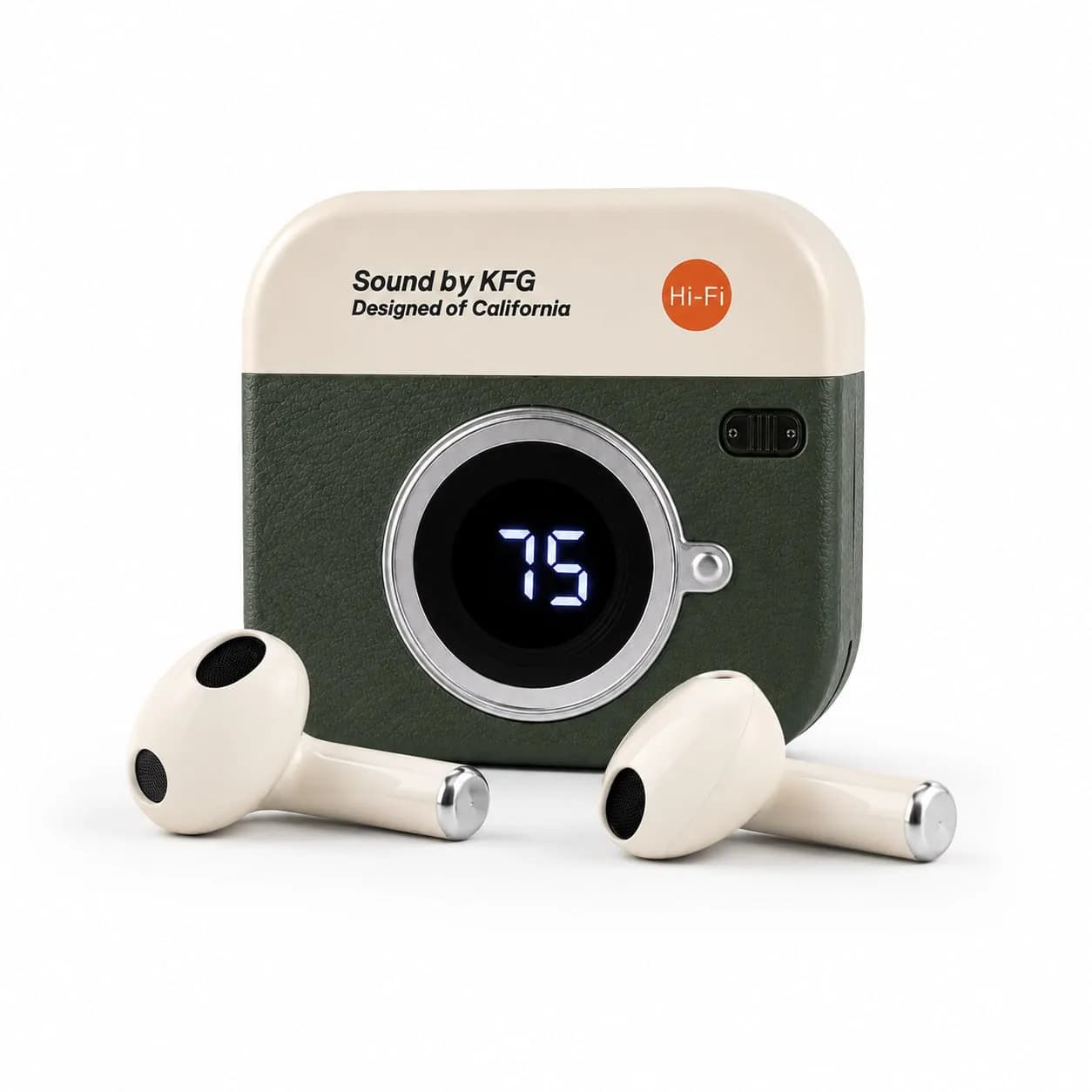 Q86 Retro Camera Design TWS Earbuds | Premium Vintage Look Bluetooth Earphone with Digital Display